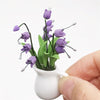 1:12 Mini House Toy Simulation White Lily with Porcelain Valley for Garden Scene Decoration(Purple)