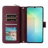 For Samsung Galaxy A06 Nine-card Slots Zipper Wallet Bag Leather Phone Case(Wine Red)