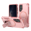 For Samsung Galaxy A55 5G Armor MagSafe Holder PC Hybrid TPU Phone Case(Pink)