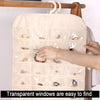 48-grid Jewelry Storage Hanging Bag Mon-woven Double-sided Jewelry Organizer Bag(White)