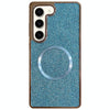 For Samsung Galaxy S23+ 5G Electroplating PC Glitter Grain MagSafe Phone Case(Blue)