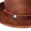 Retro Style PU Leather Round Top Magic Hat Gentleman Party Bow Hat, Size: One Size(Brown)