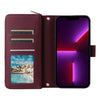 For iPhone 13 Pro Nine-card Slots Zipper Wallet Bag Leather Phone Case(Wine Red)