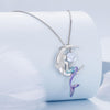 BSN338 Sterling Silver S925 White Gold Plated Moonstone Mermaid Necklace