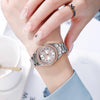SKMEI 1534 elegant waterproof quartz steel band watch with diamond inlay(Silver Rose Gold)