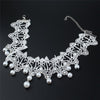 Women Fashion Elegant Vintage Imitation Pearl White Lace Choker Necklaces Bridal Jewelry(White)