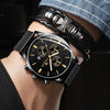 FNGEEN W5128 Men Three Eyes Subdial Luminous Quartz Watch Student Simple Watch(All Black Surface Golden Nails)