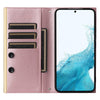 For Samsung Galaxy S22 5G Crossbody Rhombic Sucker Leather Phone Case(Rose Gold)