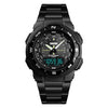 SKMEI 1370 Multifunctional Men Outdoor Sports Noctilucent Waterproof Stainless Steel Digital Wrist Watch (Black)