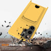 For Samsung Galaxy S25 Ultra 5G Integrated Card Bag Solid Color Liquid Silicone Phone Case with Lanyard(Yellow)