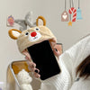 For iPhone 15 Reindeer Hat Plush Full Coverage Phone Case
