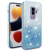 For Samsung Galaxy S9+ Gradient Glitter Flower All-inclusive Phone Case(Blue)