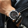 Curren 8324 Six-hand Leather Strap Waterproof Men Watch With Calendar, Color: White Shell Black