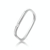 925 Sterling Silver Small Square Plain Ring, Size: No. 14 (US No. 7)(White Gold)