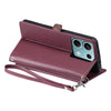 For Redmi Note 13 5G Global Wallet Multi-card Slot Leather Phone Case with Lanyard(Wine Red)