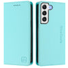 For Samsung Galaxy S22+ 5G RC01 Dual-Folded Magnetic Suction RFID Leather Phone Case(Mint Green)