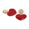 Peach Heart Earrings Retro Series Acrylic Stud Earrings for Women(Red)
