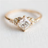 Geometric Square Rings for Women Wedding Rhinestone Finger Rings Charm Jewelry, Ring Size:6