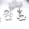 Women Fashion Pet Cat Footprints Silver Earrings, Color:White