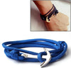 Alloy Anchor Charm Multilayer Leather Friendship Bracelets(Blue)