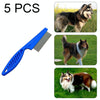 5x Pet Flea Combs, Fine Tooth Steel, Blue, 18.5cm, Cats & Dogs