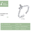 S925 Sterling Silver Vintage Pattern Butterfly Ring Platinum Plated Open Ring
