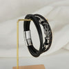 OPK PH1589 Stainless Steel Vintage Multi-Layer Braided Leather Bracelet