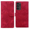 For Samsung Galaxy A13 4G / 5G / A04S Lace Floral Embossed Magnetic Buckle PU Phone Case With Wrist Strap(Red)
