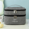 Cationic Double Layer Cosmetic Bag Large Capacity Handheld Wash Bag Thickened Waterproof Travel Storage Bag(Grey)