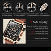 OLEVS 9919 Square Dial Chronograph Luminous Quartz Watch for Men(Brown Leather Rose Shell Black Surface)