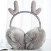 Antler Plush Earmuffs Winter Warm Fashion Retractable Ear Warmer One Size(Gray)