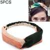 5 PCS Retro Floral Printed Ladies Classic Cross Hair Bands(Pink  Stripe)