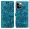 For iPhone 12 Pro Lace Floral Embossed Magnetic Buckle Leather Phone Case(Green)