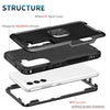 For Samsung Galaxy S21 FE 5G 3 in 1 Ring Holder PC + TPU Phone Case(Black)