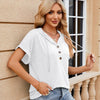 Ladies Summer Hooded Button Loose Short Sleeve T-Shirt Blouse, Size: L(White)