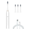 Rechargeable Ultrasonic Soft Bristle Electrical Toothbrushes Flosser 6 Gear With 4 Brushes(White)
