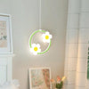 Children Room Bedside Warm Sunflower Chandelier, Color: Round Green Warm Light