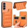 For Samsung Galaxy A36 5G Cow Pattern Sewing Card Bag Phone Case(Orange)