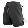 Mens Quick Dry Athletic Shorts Single Layer 5 / 10 Pants With Towel Hanging, Size: XL(Dark Gary)