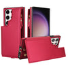 For Samsung Galaxy S23 Ultra 5G Double Flap Zipper RFID Leather Phone Case with Short Lanyard(Red)