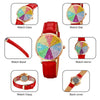 SKMEI 1811 Eight Color Diamond Round Dial Quartz Watch for Ladies(Red Leather Belt)