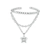S925 Sterling Silver Chain Tassel Star Open Ring(BSR603-E)