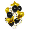 1 Set 18 Inch Aluminum Pearl Sequins Balloon Set Party Decoration Holiday Decoration(Black+Gold)