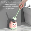 Cute Cartoon Toilet Brush Bathroom Cornerless Wall Mounted With Base Cleaning Brush(Pink Green)