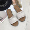 Lotus Leaf Edge Beach Flat Bottom Sandals Slippers, Size:40(Beige)