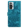 For Redmi Note 10 Pro 4G Lace Floral Embossed Magnetic Buckle PU Phone Case With Wrist Strap(Green)