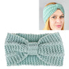 Winter Knitted Headband Turban Women Crochet Bow Wide Stretch Hairband Head Wrap(Light Green)