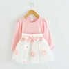 Autumn Girls Flower Bow-knot Long Sleeve Dress, Size:110cm(Pink)