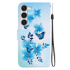 For Samsung Galaxy S23 5G Crystal Texture Colored Drawing Leather Phone Case(Blue Butterflies)