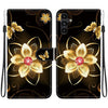 For Samsung Galaxy A13 5G Crystal Texture Colored Drawing Leather Phone Case(Gold Flower)